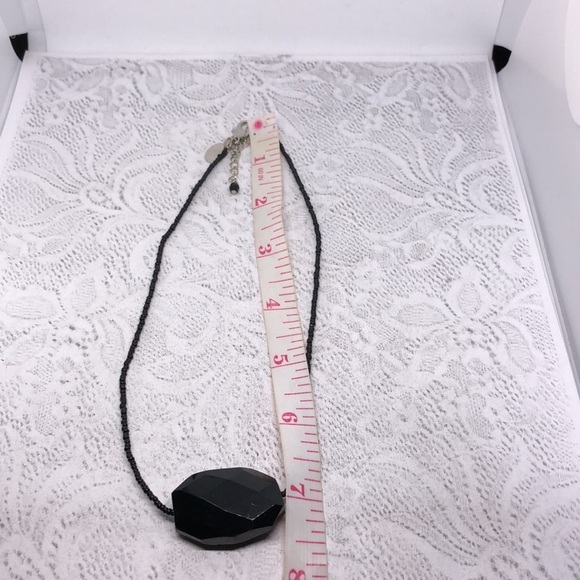 WHBM seed beaded necklace with black natural stone pendant. - Picture 5 of 5